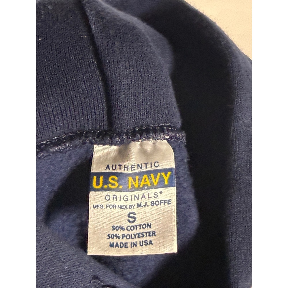 Soffe US Navy Hoodie Mens Small Blue Yellow Seal Graphic Sweatshirt Made in USA - Picture 6 of 8